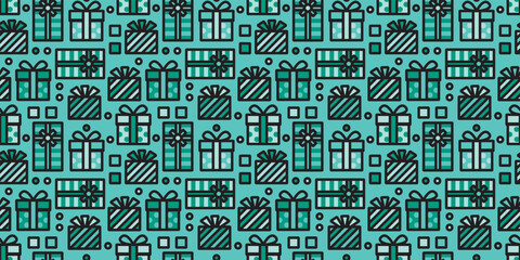 Gift box illustration background. Seamless pattern. Vector. プレゼントボックスのイラストパターン