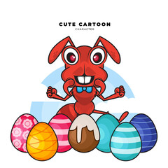 Cute cartoon character of ant with some easter eggs