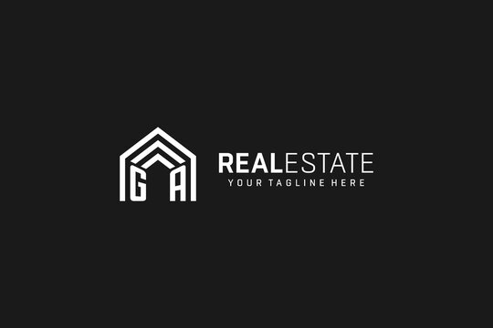 Letter GA house roof shape logo, creative real estate monogram logo style
