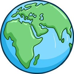 Hand drawn globe cartoon, Earth planet doodle sketch.