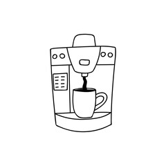 Coffee maker machine doodle illustration in vector. Coffee maker machine hand drawn illustration in vector. 