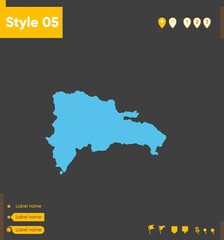 Dominican Republic - map isolated on gray background. Outline map. Vector illustration.