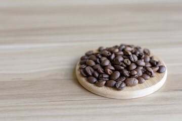 coffee beans on wooden background
