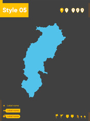 Chhattisgarh, India - map isolated on gray background. Outline map. Vector illustration.