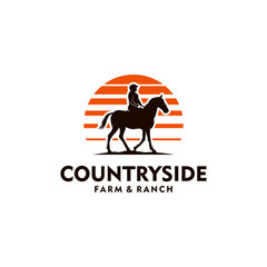 Farm & Ranch Horse logo design template