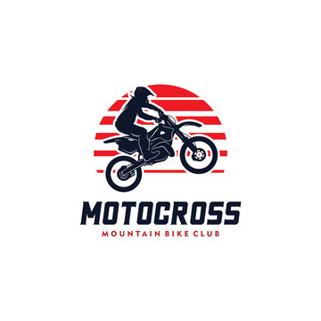 Motocross silhouette logo design template