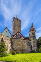 Fototapeta na wymiar Rothenburg ob der Tauber, Germany. Fortress wall and towers
