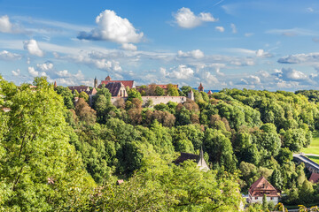 Fototapeta na wymiar Rothenburg ob der Tauber, Germany. Scenic view of the medieval city and fortifications