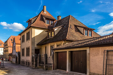 Rothenburg ob der Tauber, Germany. Old houses on the Burggasse