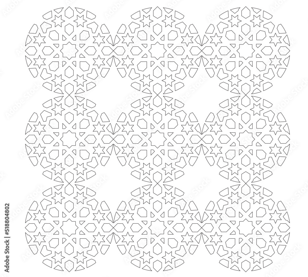 Poster 2d cad drawing of islamic geometric pattern. islamic patterns use elements of geometry that are repe