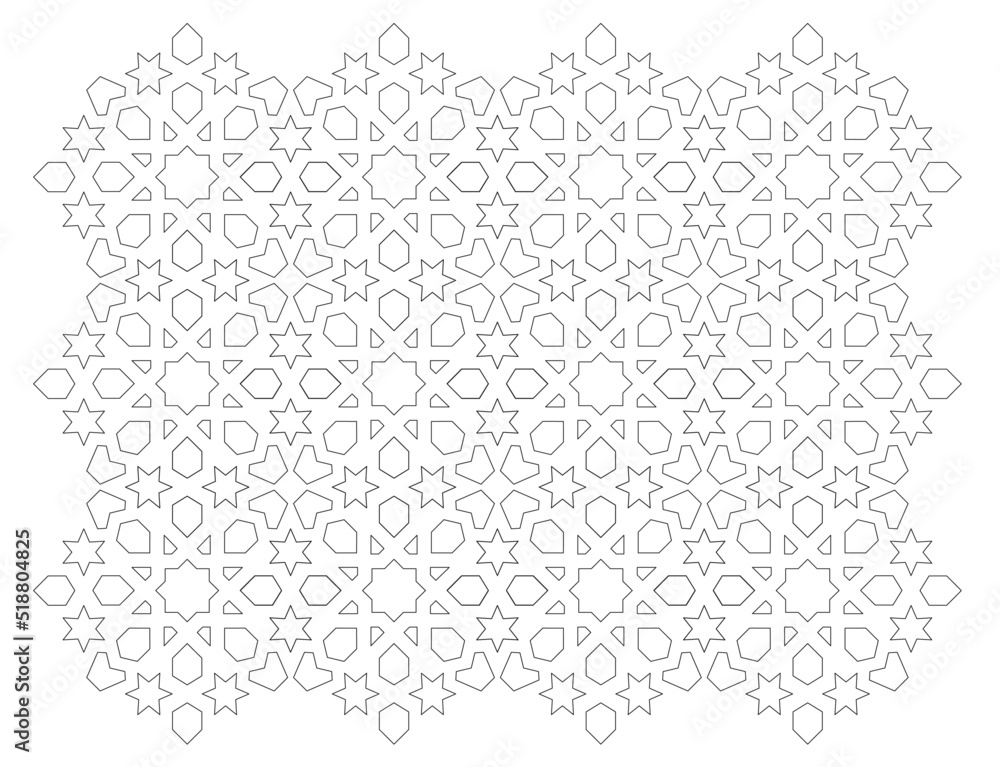 Poster 2d cad drawing of islamic geometric pattern. islamic patterns use elements of geometry that are repe