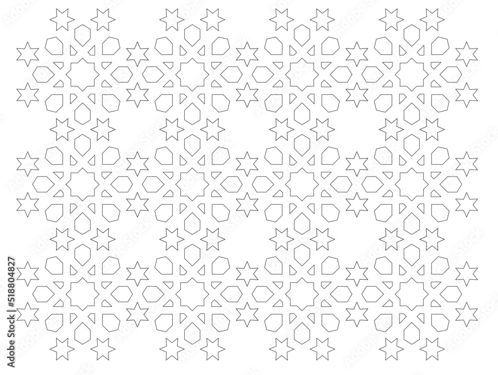 Poster 2d cad drawing of islamic geometric pattern. islamic patterns use elements of geometry that are repe