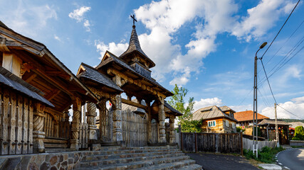 Traditional doors and gate of old farm houses in Maramures Romania
