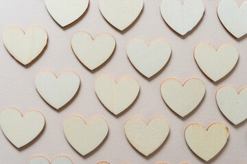 wooden heart shapes background 