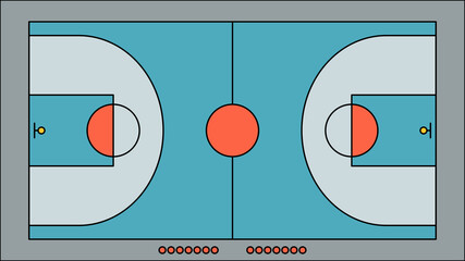 graphic basketball court with colorful color for graphic designer. sport exercise