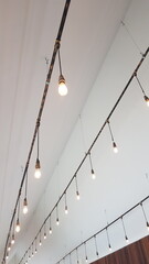 Pendant lights on the ceiling.