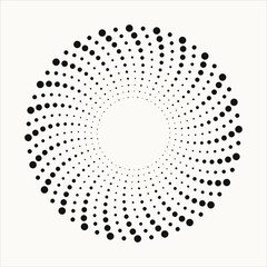 Abstract dotted circles. Halftone dots in circular form. Vector logo. Design element for various purposes.	