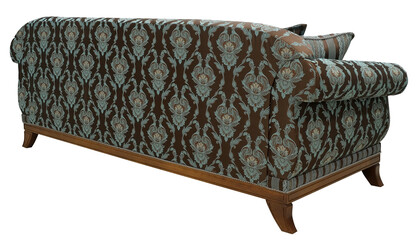 Sofa isolated on white background. Back view. Chocolate sofa. Including clipping path