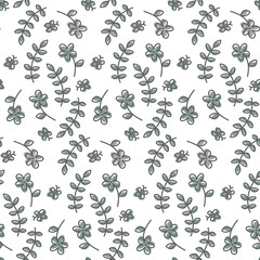 Obraz na płótnie Canvas Gray flower leaf Seamless pattern