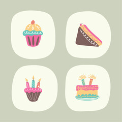 birthday cakes icons