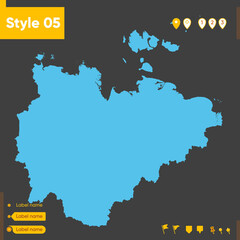 Obraz premium Republic of Sakha Yakutia, Russia - map isolated on gray background. Outline map. Vector illustration.