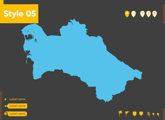Obraz premium Turkmenistan - map isolated on gray background. Outline map. Vector illustration.