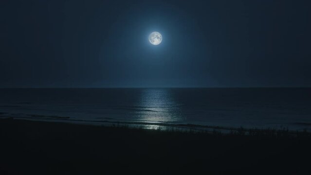 Ocean at Night with full moon