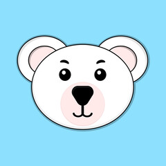 Illustration of polar bear face cartoon character.
