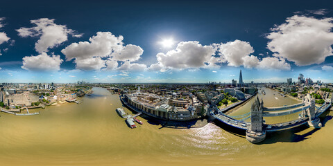Aerial 360 drone photo London River Thanes