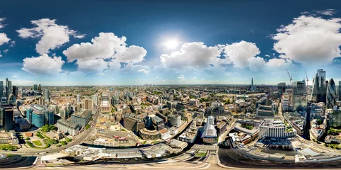 Fotobehang Aerial 360 drone photo City of London UK © Felix Mizioznikov
