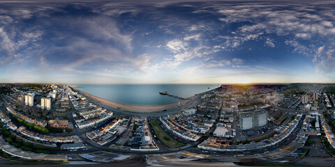 360 spherical aerial panorama Brighton Beach UK