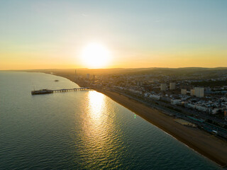 Obraz premium Aerial photo sunset over Brighton Beach UK