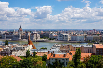 Fototapeta na wymiar The city of Budapest with the parliament building 