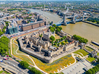 Aerial photo Tower of London circa 2022 - obrazy, fototapety, plakaty
