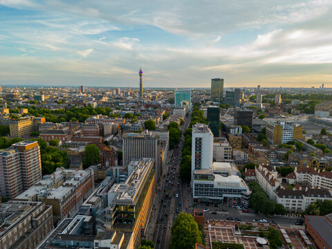 Aerial photo of Euston Road London
