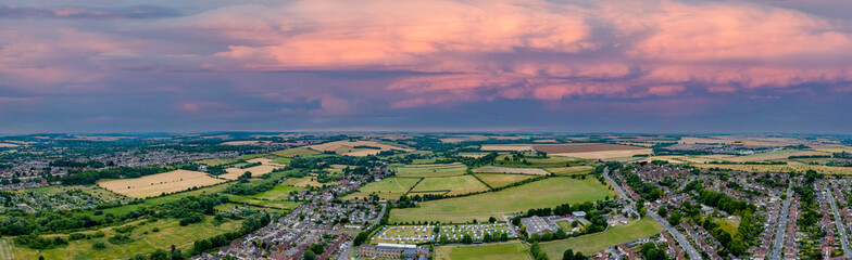 Fototapeta na wymiar Aerial panorama photo Salisbury UK with beautiful dramatic sky