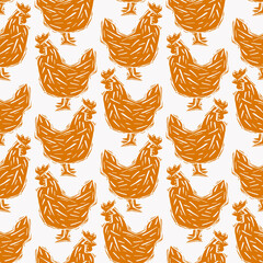 Chickens seamless pattern