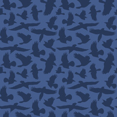 Seamless pattern with soaring birds silhouettes