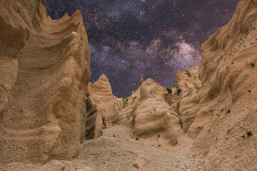 Wonderful view of Lame Rosse canyon in the Marche region with starry sky - 518815698
