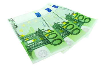 Obraz na płótnie Canvas 300 Euro Geldscheine auf weissem Hintergrund Nahaufnahme