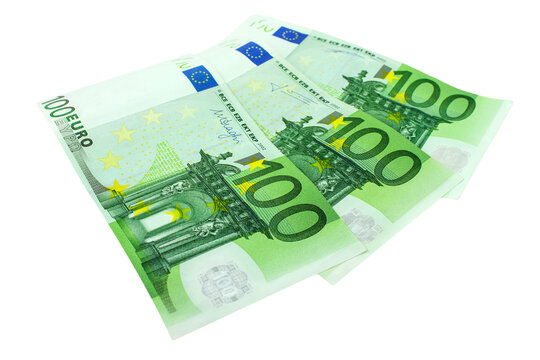 300 Euro Geldscheine auf weissem Hintergrund Nahaufnahme