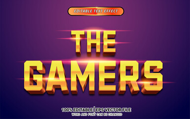 Obraz premium gold shiny 3d bold gamers text effect editable template design