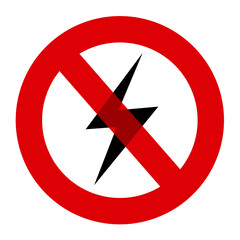 Obraz premium Electricity and electric energy is crossed out as metaphor of blackout electrical power outage. Symbol, sign, icon, pictogram. Vector illustration isolated on white.