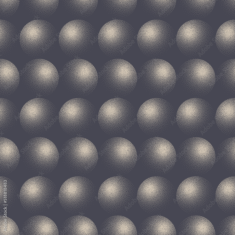 Aufkleber 3d spheres optical illusion stipple seamless pattern vector abstract background. spherical shapes re