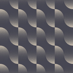 Old Fashioned 50s 60s 70s Shift Circles Seamless Pattern Vector Abstract Background. Retro Psychedelic Style Geometric Textile Design Repetitive Pale Grey Wallpaper. Half Tone Art Endless Illustration