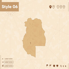 Mendoza, Argentina - map in vintage style, retro style map, sepia, vintage. Vector map.