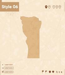 San Luis, Argentina - map in vintage style, retro style map, sepia, vintage. Vector map.
