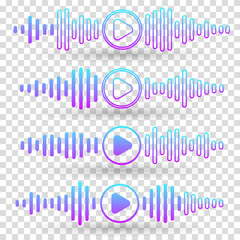 Set waves of the equalizer on white background. EQ Vector Illustration