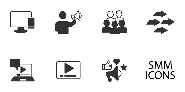 social media marketing technology icons set . social media marketing technology pack symbol vector elements for infographic web