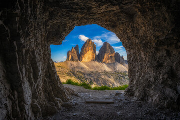 The cave view of Tre Cime,on the evening times